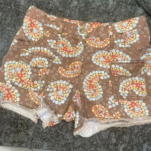 Gymboree Girls Size 12 Brown Floral Paisley Shorts Casual raw cut